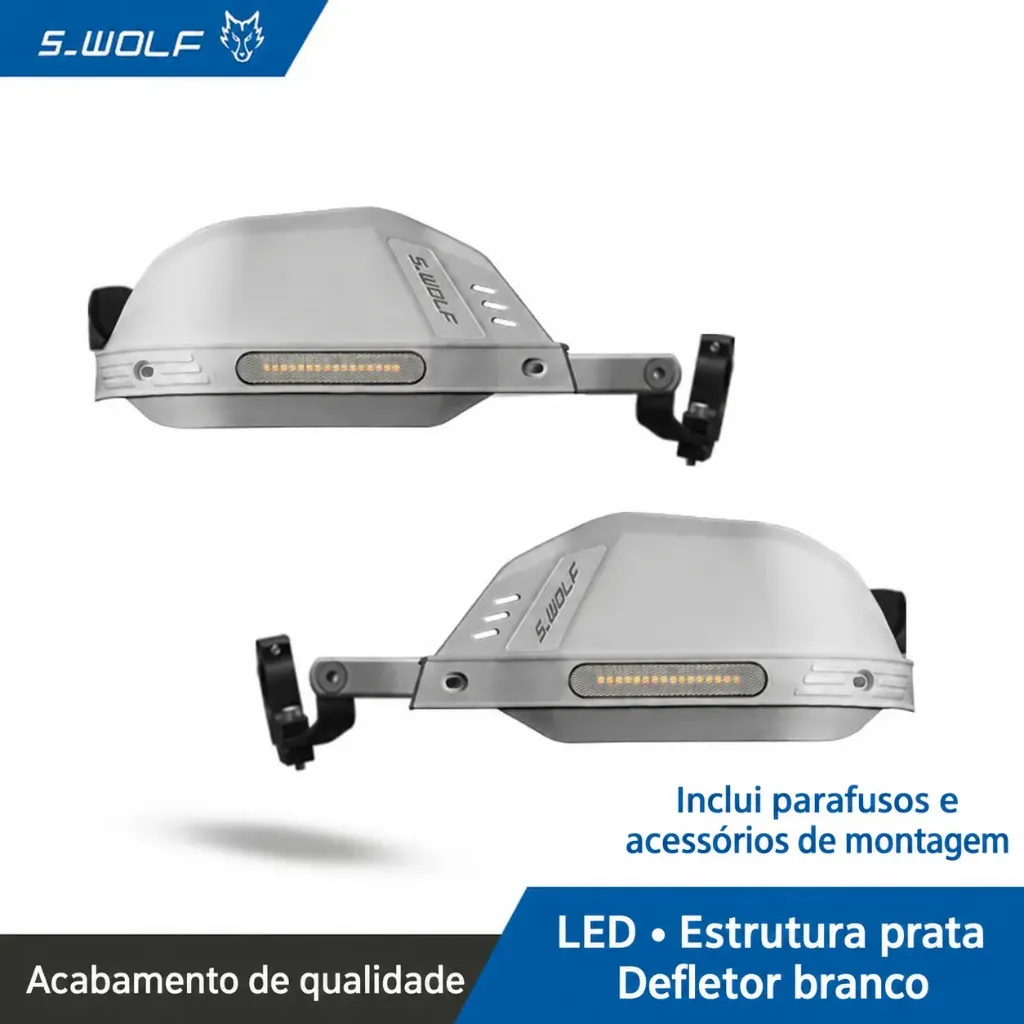 Protetor de Mão S-WOLF com LED para BMW R 1300 GS (Branco)